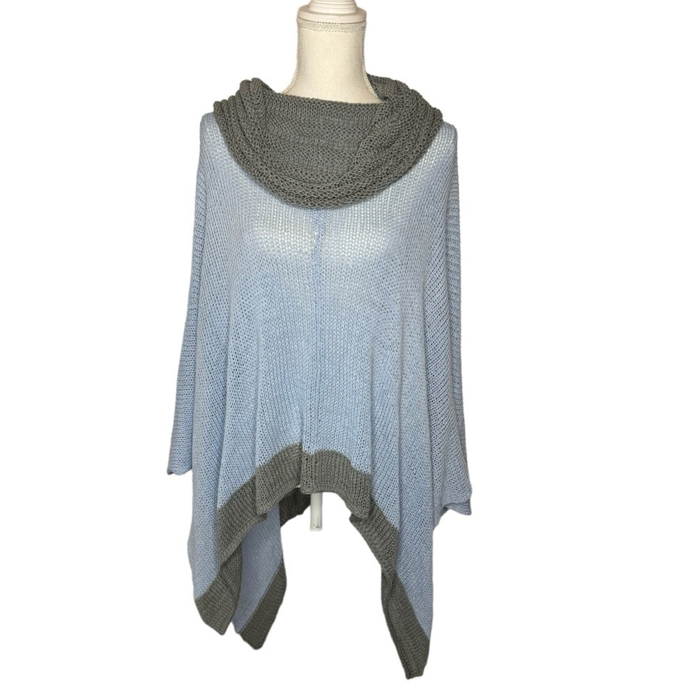 Wooden Ships Paola Buendia‎ Lightweight Circle Poncho Blue Grey M L